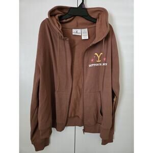 YELLOWSTONE Dutton Ranch Brown Hoodie Womens Size L Full Zip *NWT*